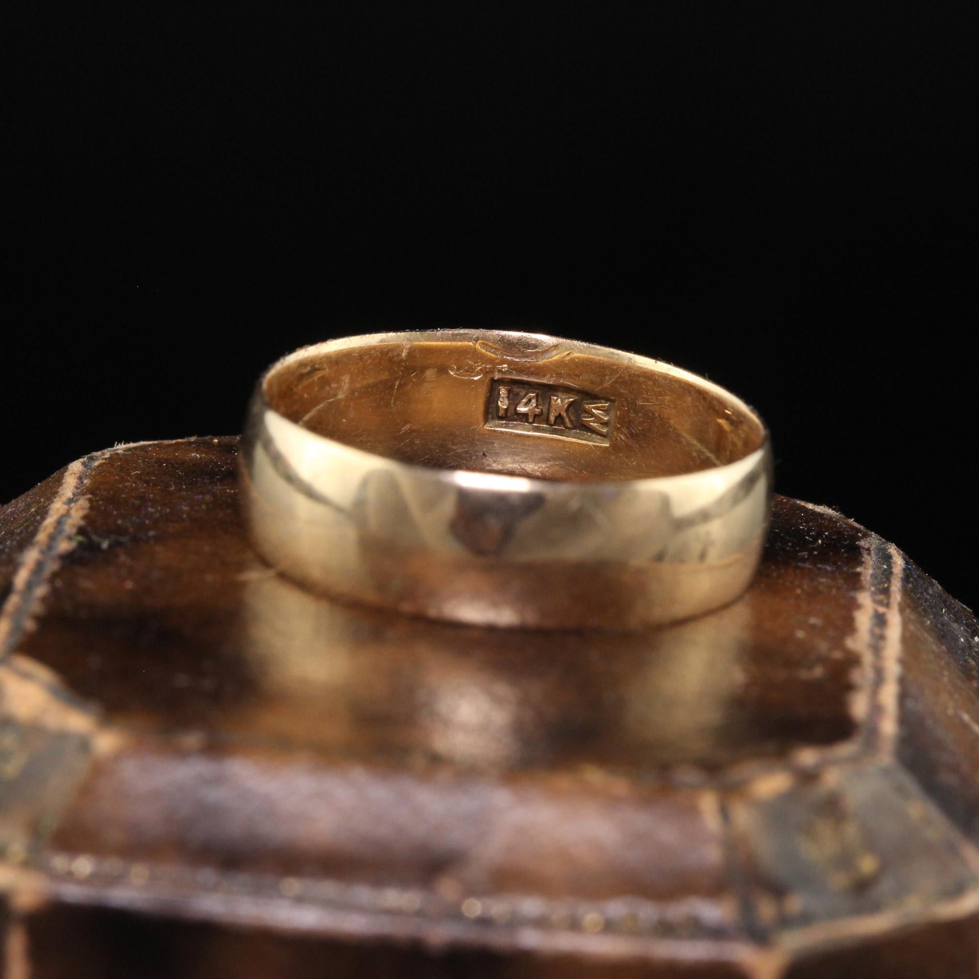 Antike Art Deco 14K Gelbgold Classic Wide Wedding Band - Größe 6 3/4 im Zustand „Gut“ im Angebot in Great Neck, NY
