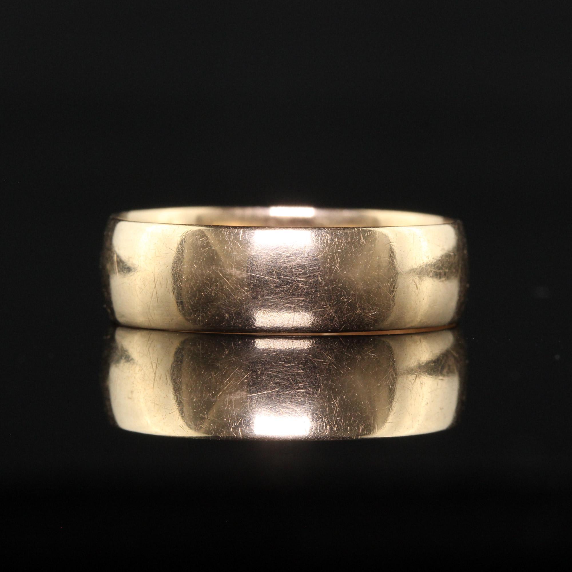Antike Art Deco 14K Gelbgold Classic Wide Wedding Band - Größe 6 3/4 Damen im Angebot