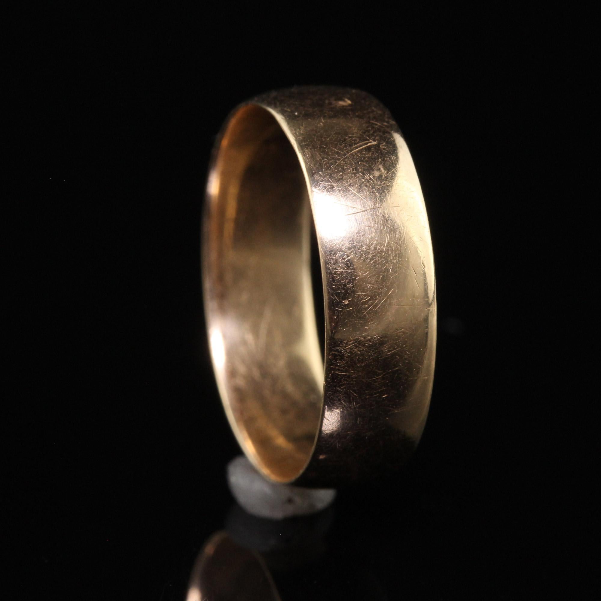 Antike Art Deco 14K Gelbgold Classic Wide Wedding Band - Größe 6 3/4 im Angebot 1