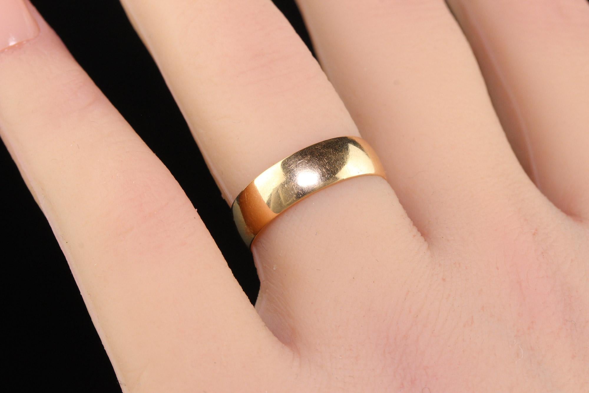 Antike Art Deco 14K Gelbgold Classic Wide Wedding Band - Größe 6 3/4 im Angebot 2