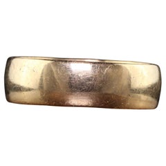 Antike Art Deco 14K Gelbgold Classic Wide Wedding Band - Größe 6 3/4