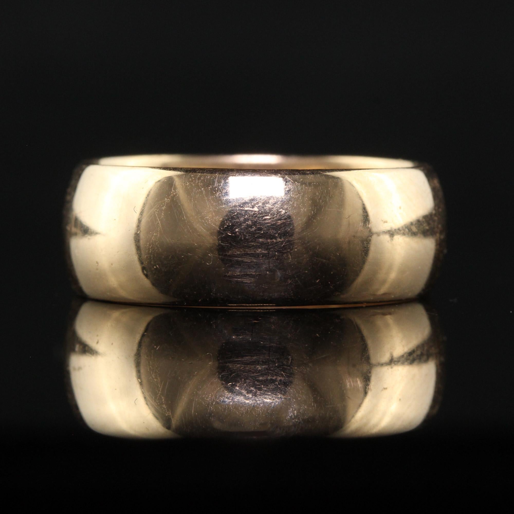 Antique Art Deco 14K Yellow Gold Classic Wide Wedding Band - Size 9 3/4 1