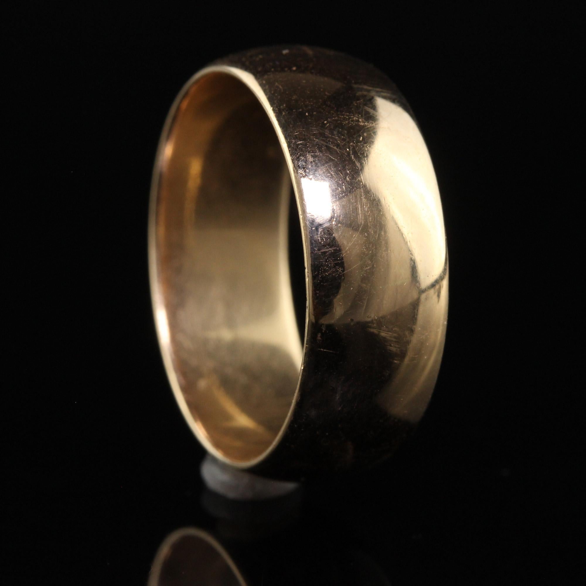 Antique Art Deco 14K Yellow Gold Classic Wide Wedding Band - Size 9 3/4 2