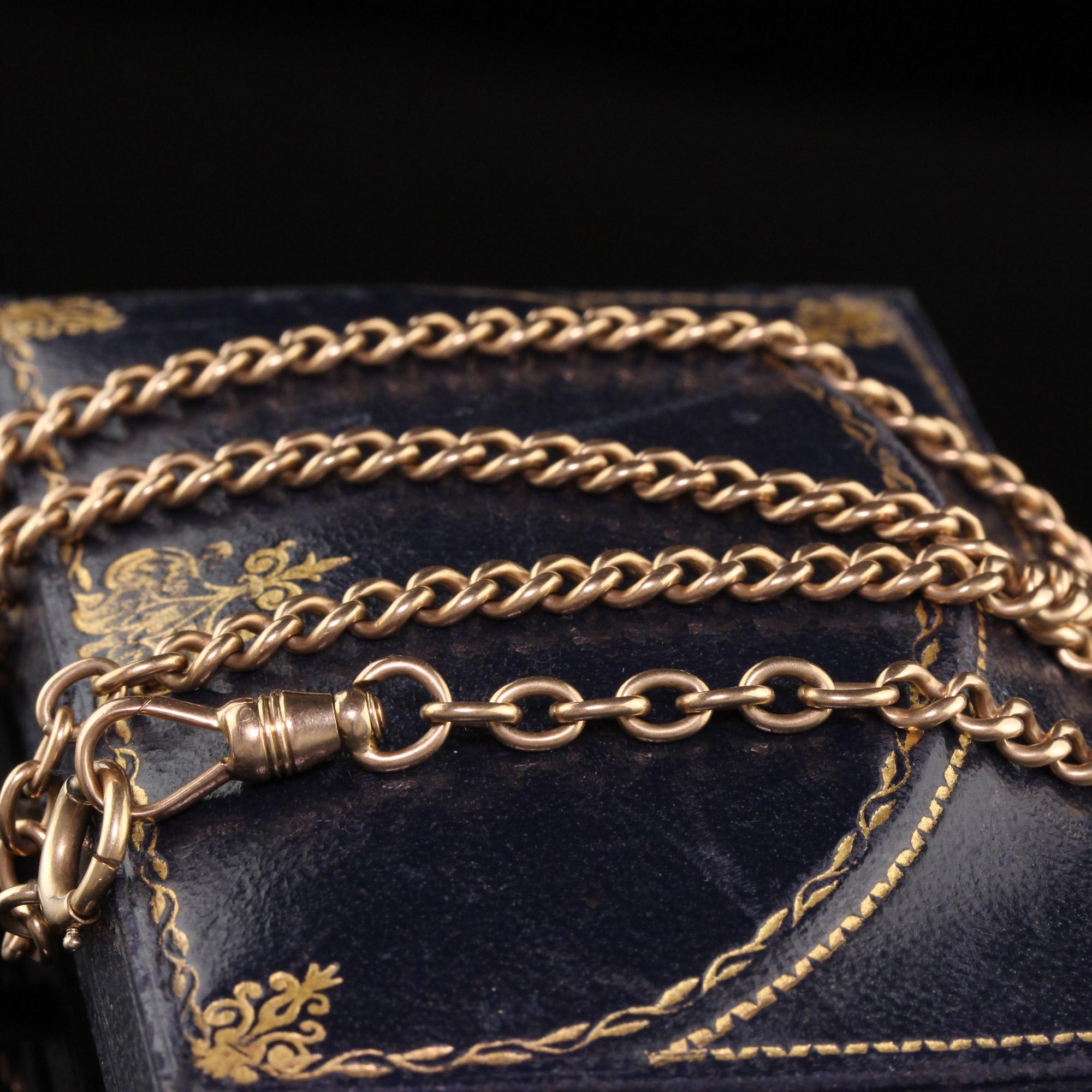Antique Art Deco 14k Yellow Gold Cuban Link Watch Fob Necklace In Good Condition In Great Neck, NY