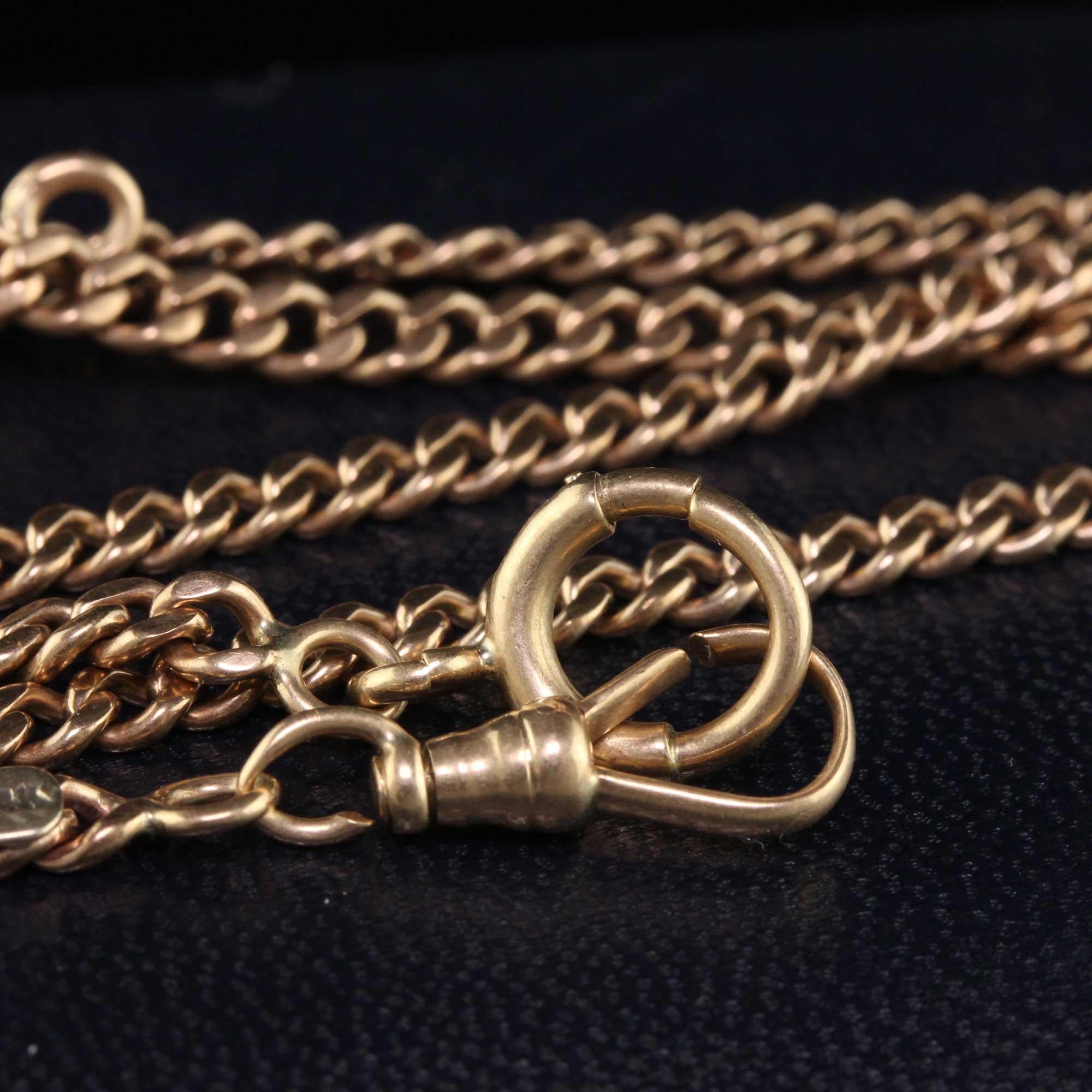 Women's Antique Art Deco 14K Rose Gold Curb Link T Link Chain - 17 inches