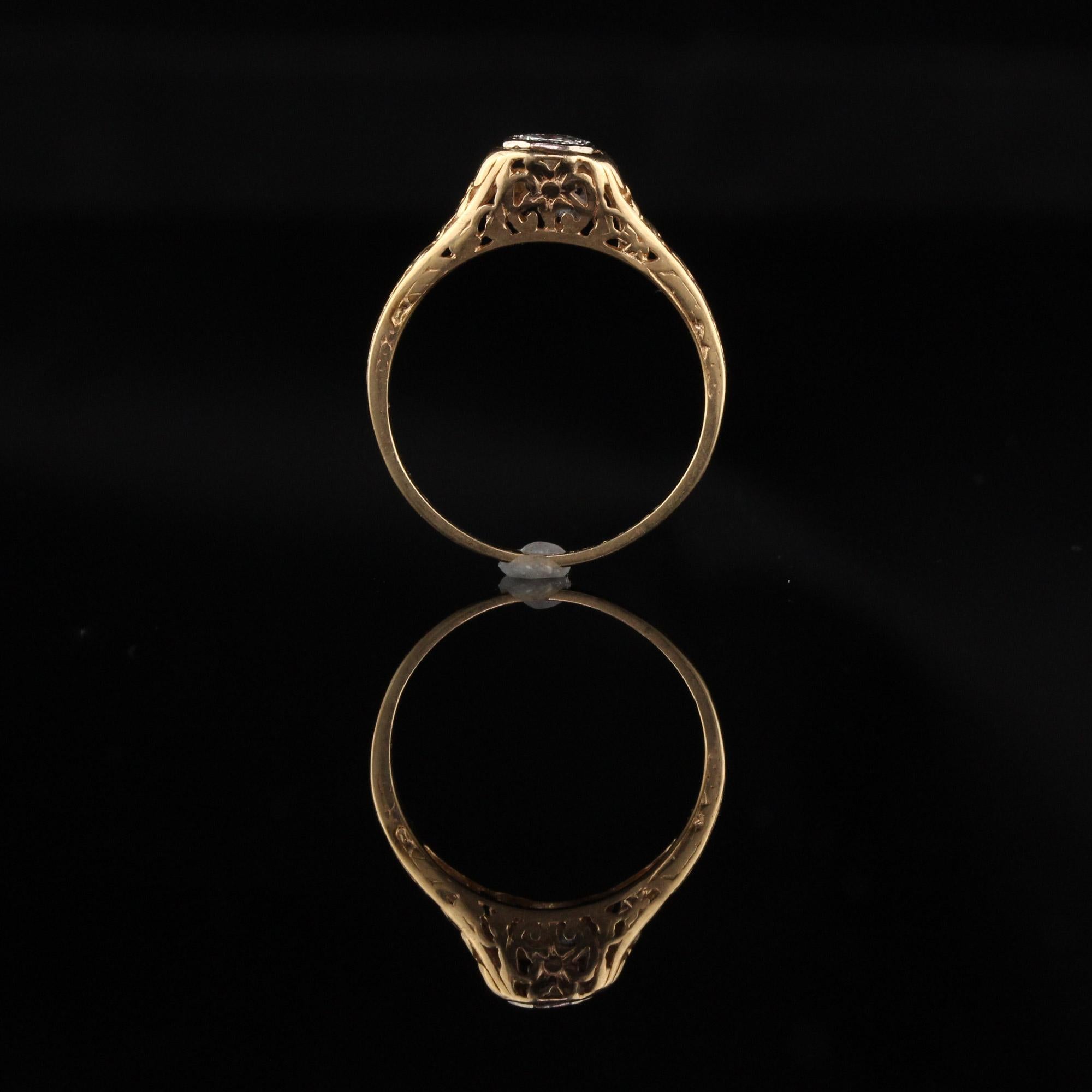 Women's Antique Art Deco 14 Karat Yellow Gold Diamond Engagement Ring