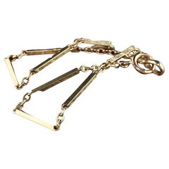 Retro Art Deco 14K Yellow Gold Engraved Chain Watch Fob Necklace