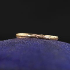 Antique Art Deco 14K Yellow Gold Engraved Thin Wedding Band - Size 8 1/4