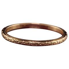 Antique Art Deco 14K Yellow Gold Engraved Wedding Band