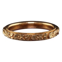 Antique Art Deco 14K Yellow Gold Engraved Wedding Band