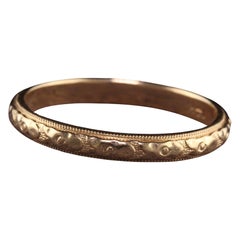 Antiker Art Déco 14 Karat Gelbgold gravierter Ehering