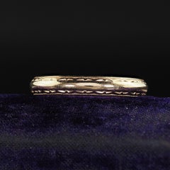 Antique Art Deco 14K Yellow Gold Engraved Wedding Band - Size 11