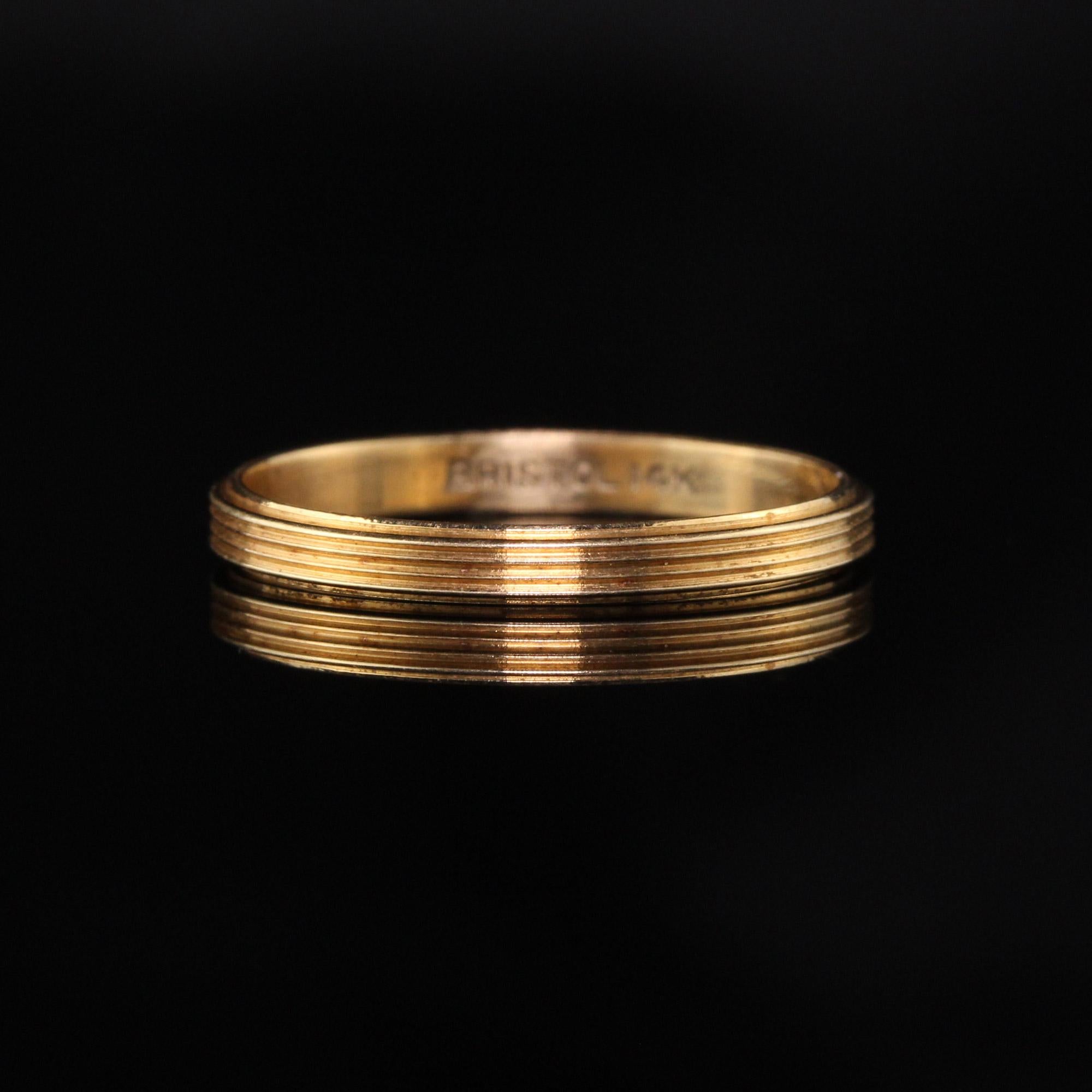 Women's Antique Art Deco 14K Yellow Gold Engraved Wedding Band - Size 6 1/2