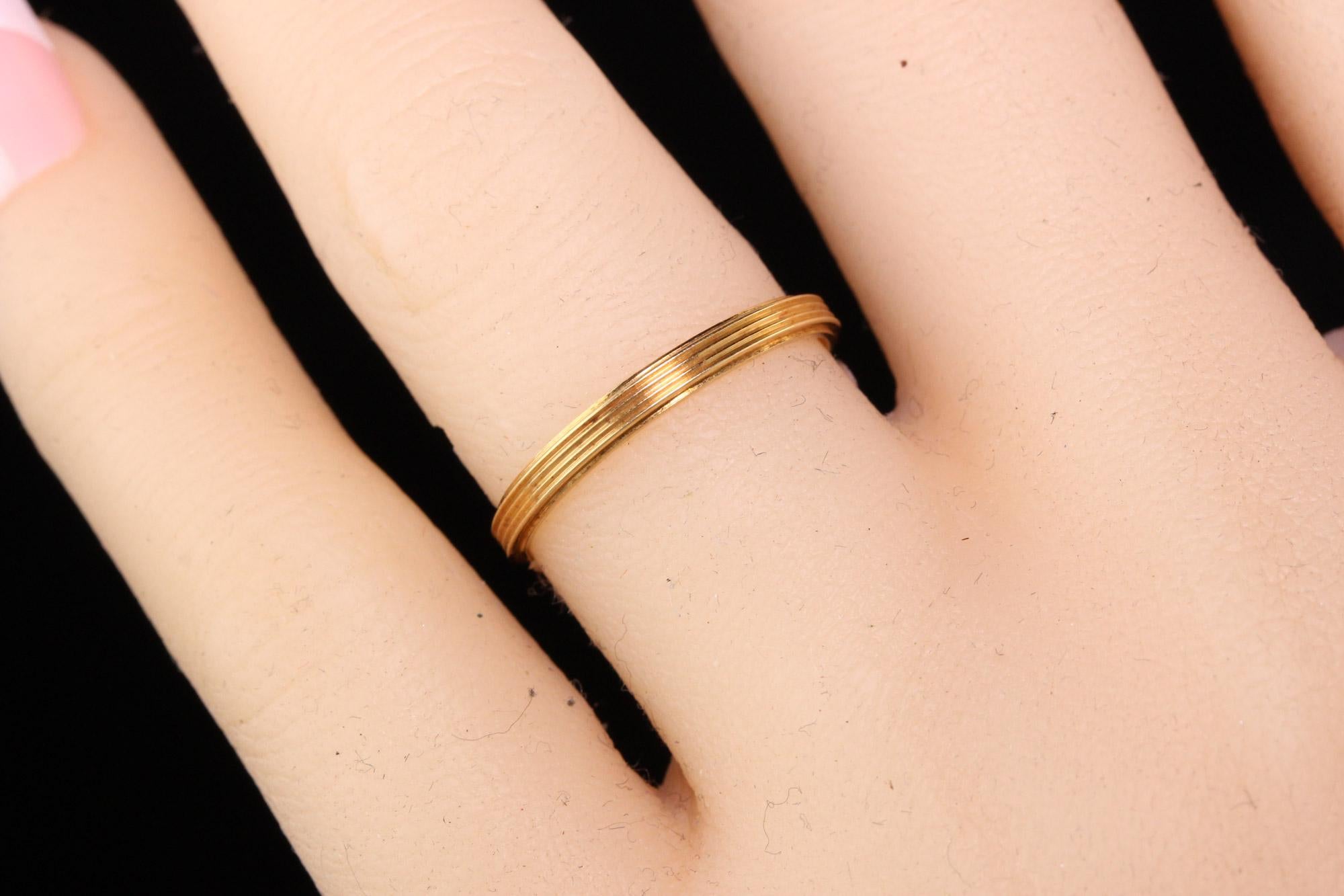 Antique Art Deco 14K Yellow Gold Engraved Wedding Band - Size 6 1/2 1