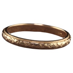 Antique Art Deco 14K Yellow Gold Engraved Wedding Band