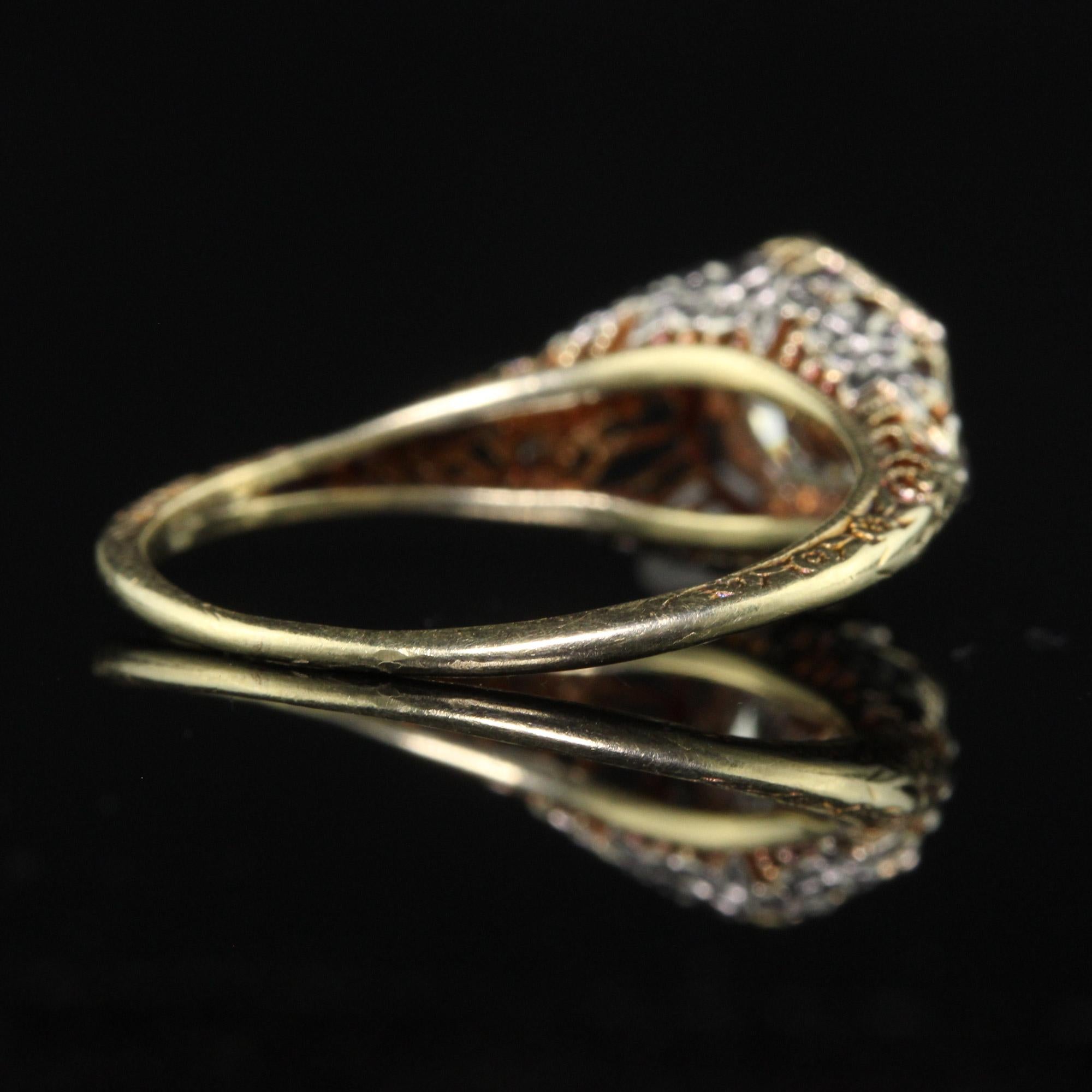 Antiker antiker Art-Déco-Verlobungsring aus 14 Karat Gelbgold mit filigranem altem Eurodiamant - GIA Damen