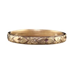 Antiker Art Deco 14K Gelbgold Herz gravierter Ehering