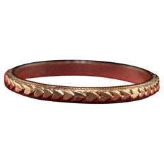 Antique Art Deco 14K Yellow Gold Heart Engraved Wedding Band