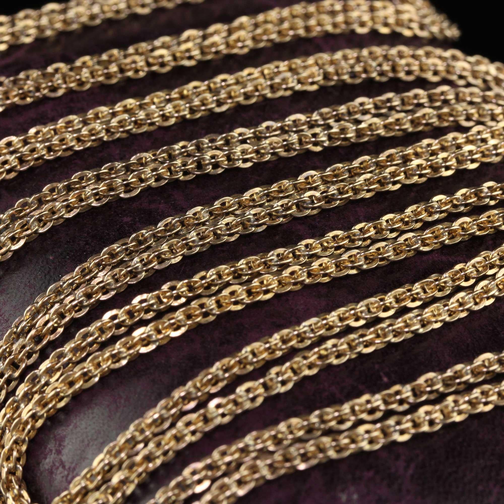 Antike, ineinander verschlungene, doppelreihige Art-déco-Gliederkette aus 14 Karat Gelbgold - 32 Zoll (Art déco) im Angebot