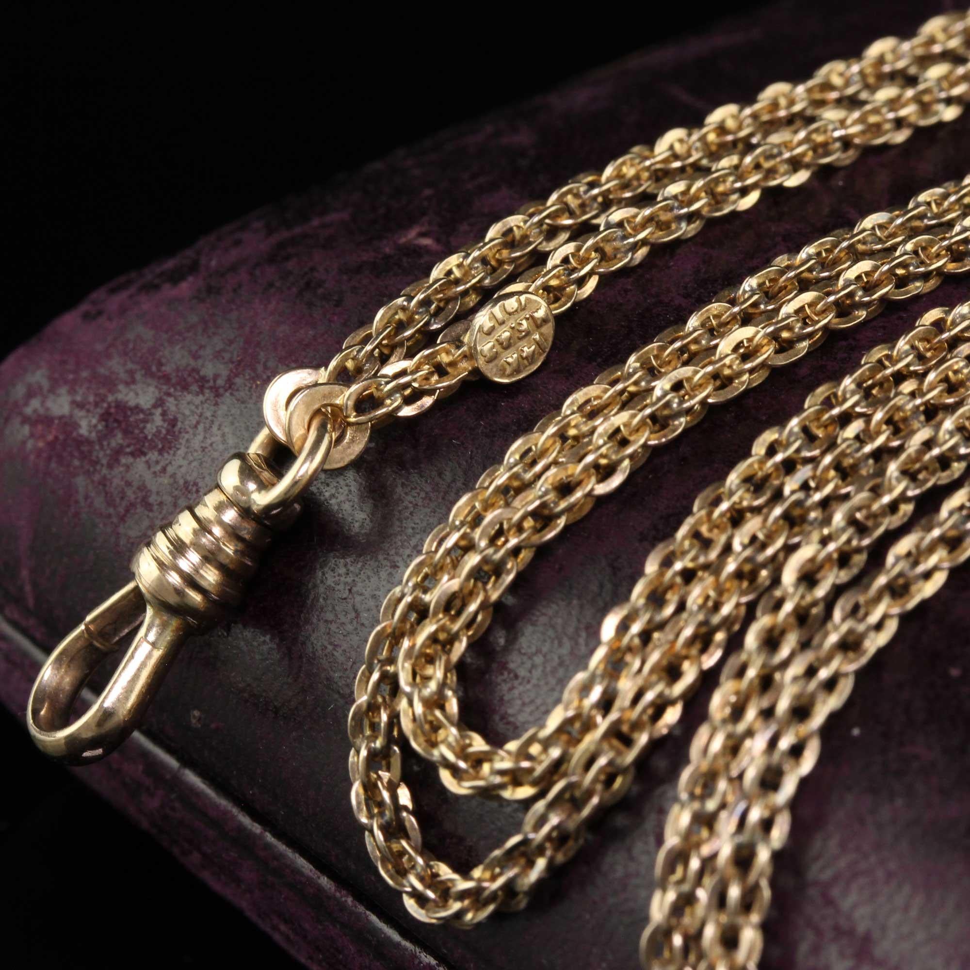 Antike, ineinander verschlungene, doppelreihige Art-déco-Gliederkette aus 14 Karat Gelbgold - 32 Zoll für Damen oder Herren im Angebot