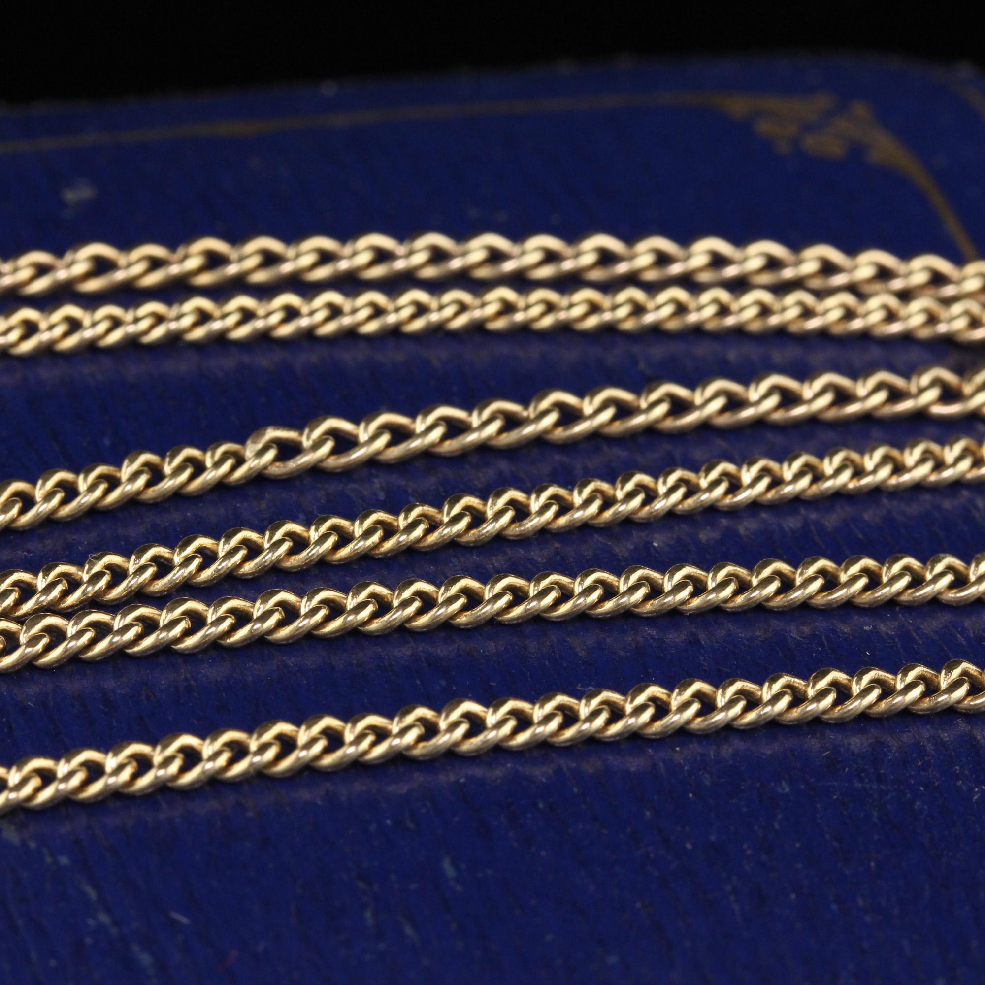 Antique Art Deco 14K Yellow Gold Link Chain Long Necklace In Good Condition In Great Neck, NY