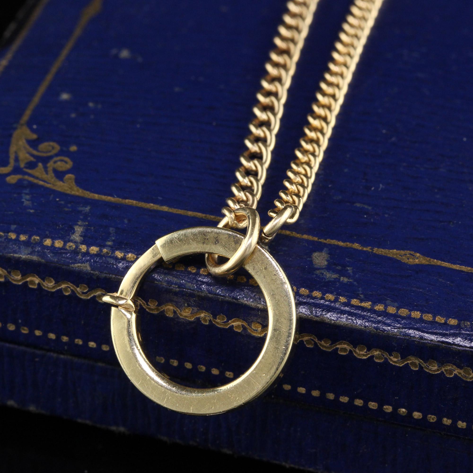 Women's or Men's Antique Art Deco 14K Yellow Gold Link Chain Long Necklace For Sale