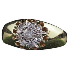 Antique Art Deco 14K Yellow Gold Old Cut Diamond Cluster Engagement Ring
