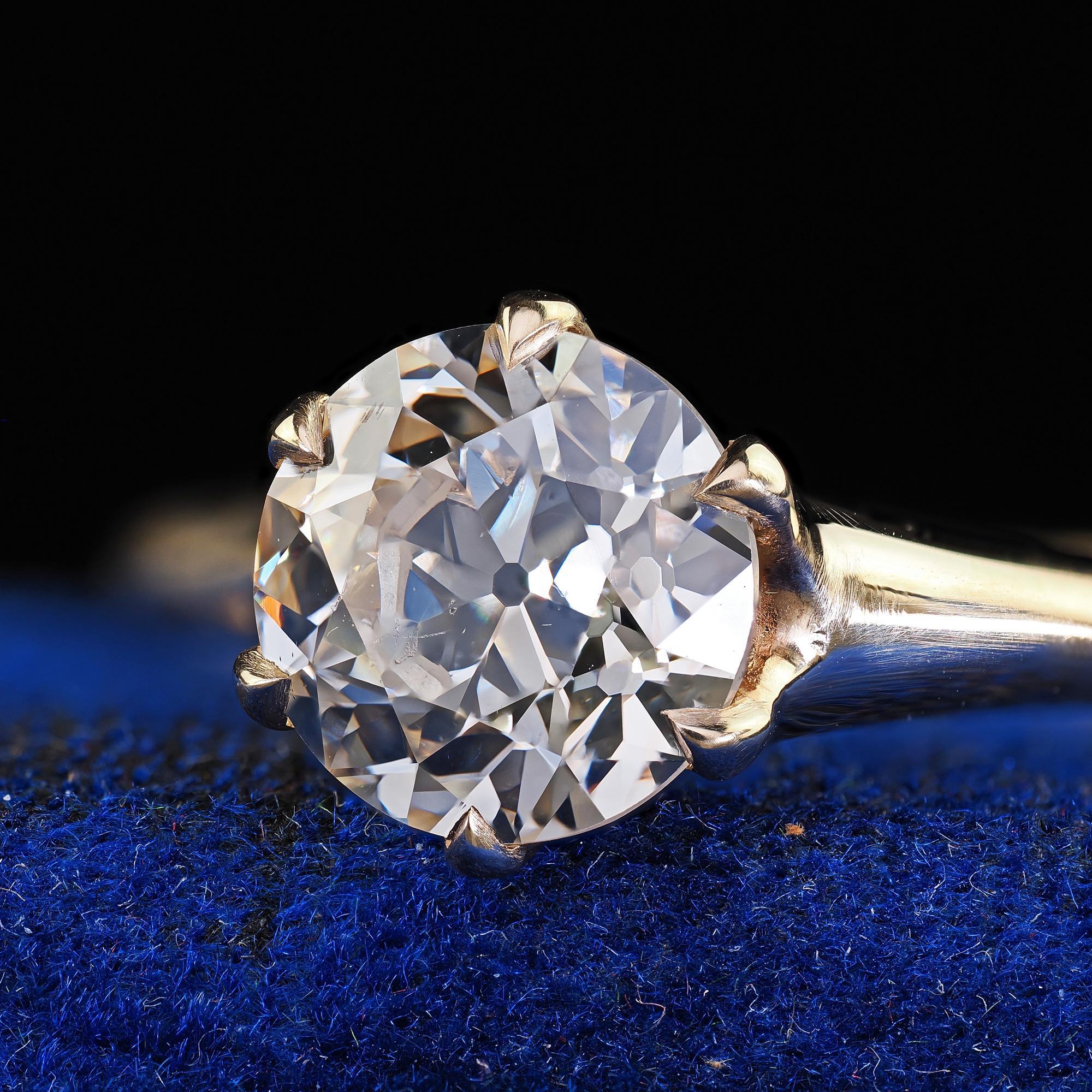 Donna Anello di fidanzamento con diamante antico Art Deco in oro giallo 14K - GIA in vendita