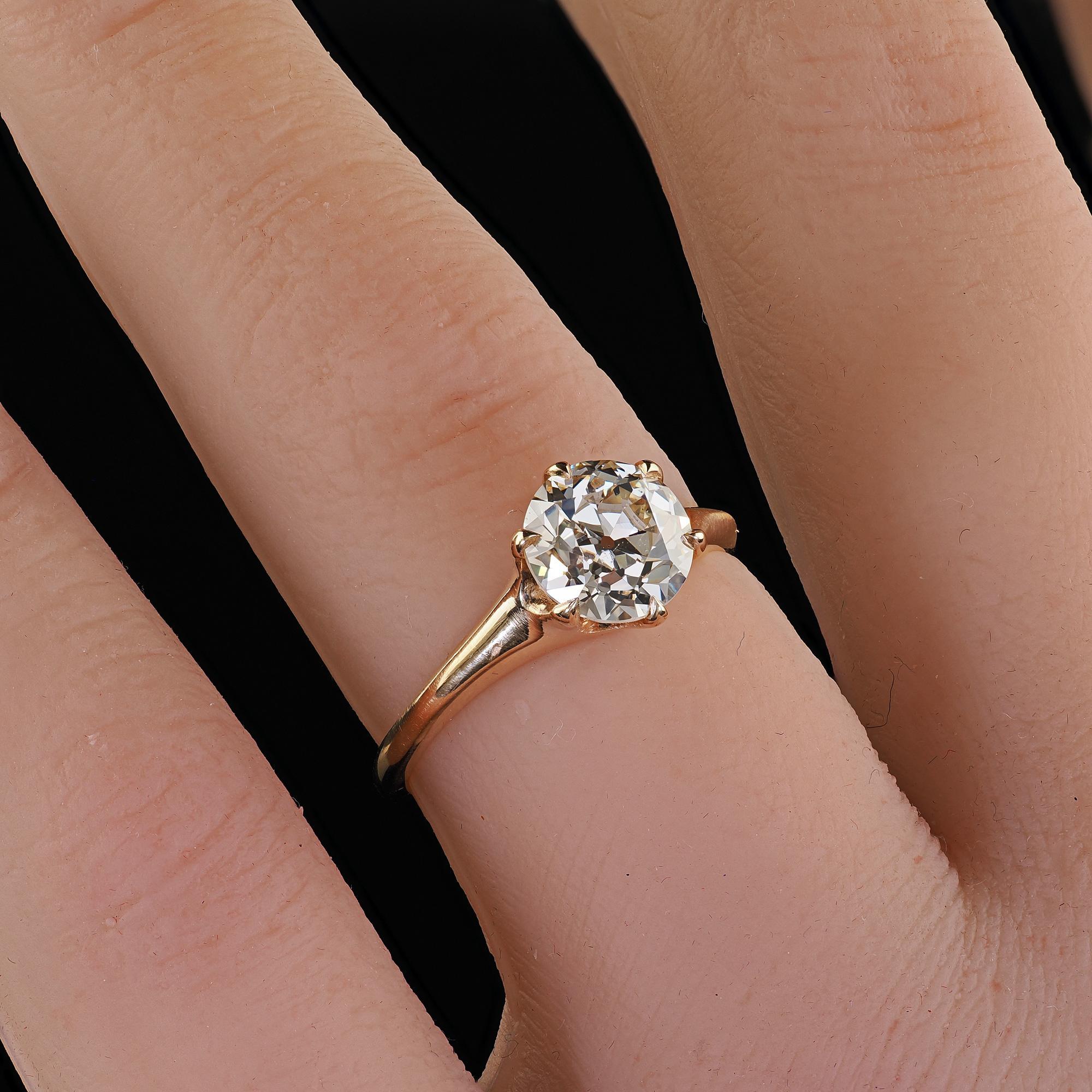 Anello di fidanzamento con diamante antico Art Deco in oro giallo 14K - GIA in vendita 3