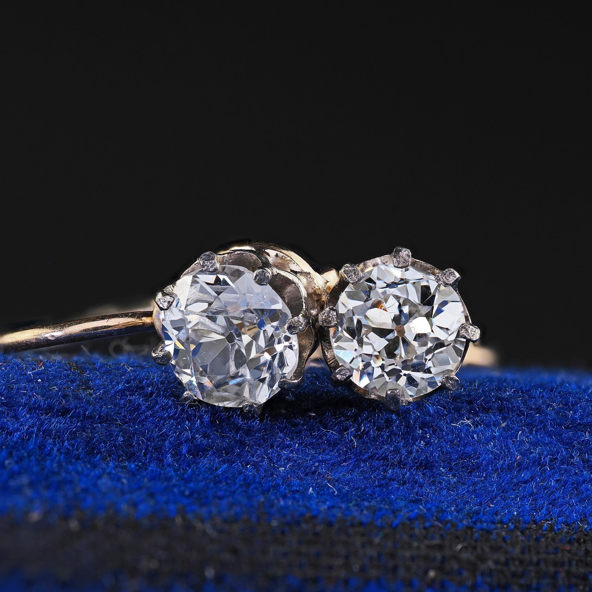 Antique Art Deco 14K Yellow Gold Old European Cut Diamond Drop Earrings For Sale 3
