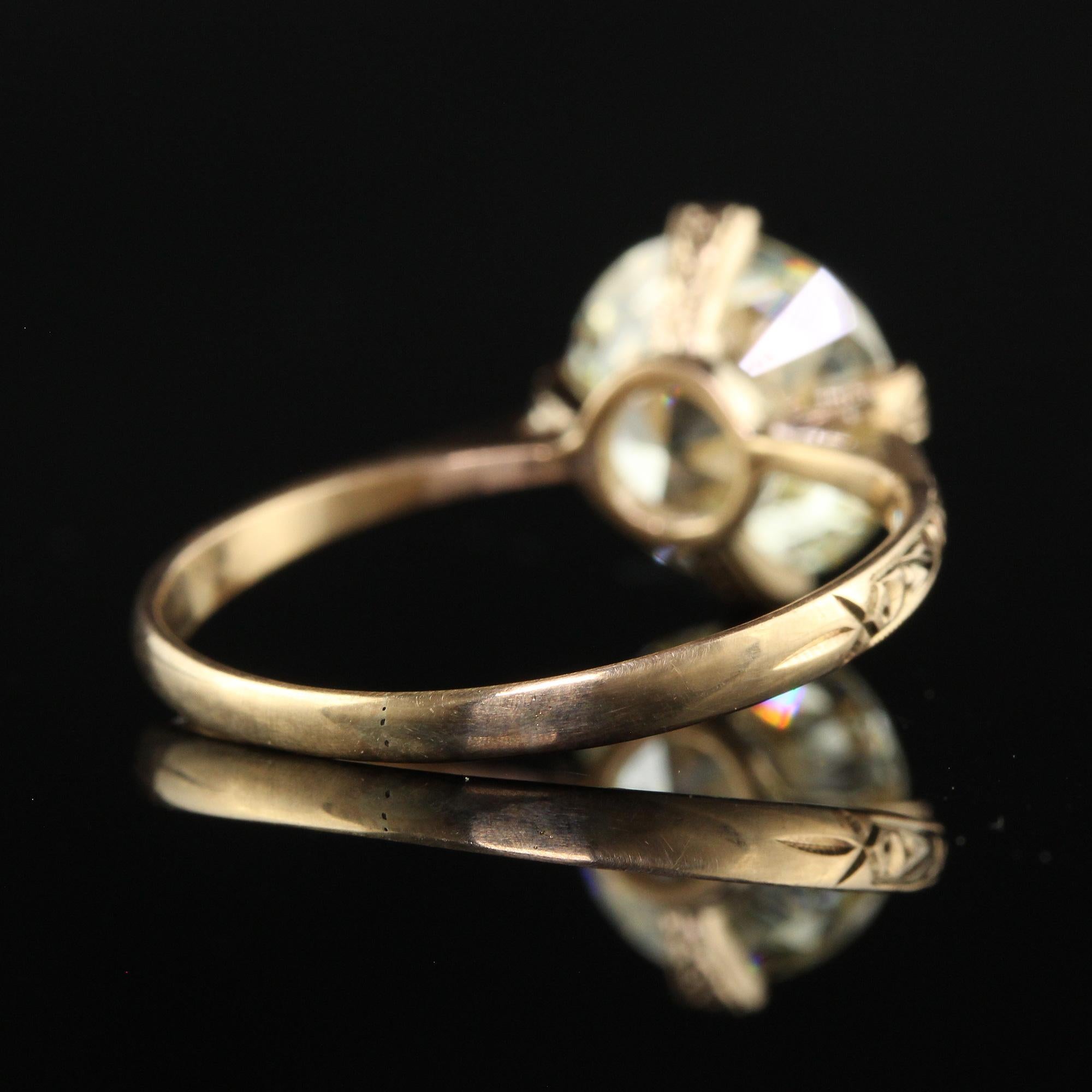 Antique Art Deco 14K Yellow Gold Old European Cut Diamond Engagement Ring - GIA 6