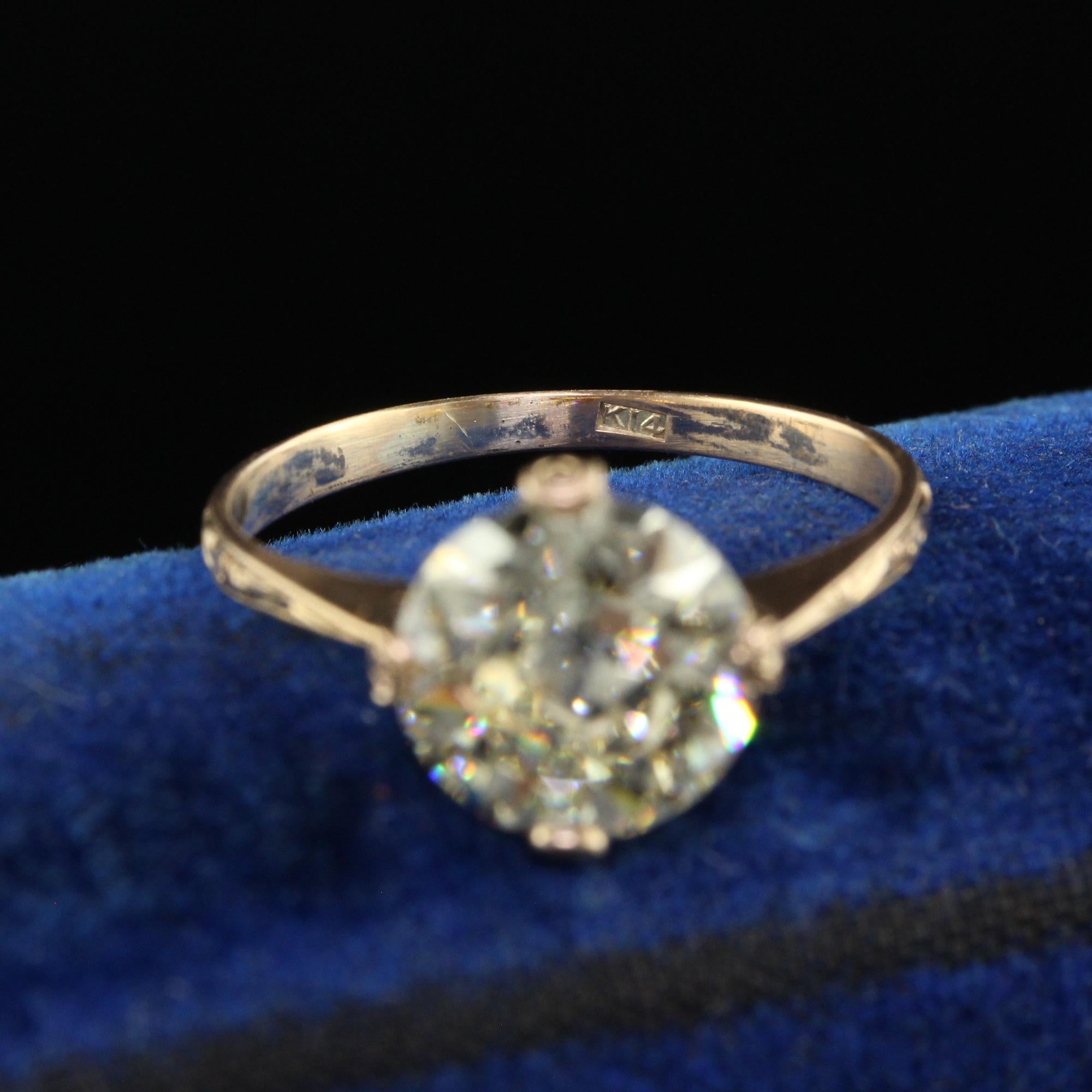 Antique Art Deco 14K Yellow Gold Old European Cut Diamond Engagement Ring - GIA 2