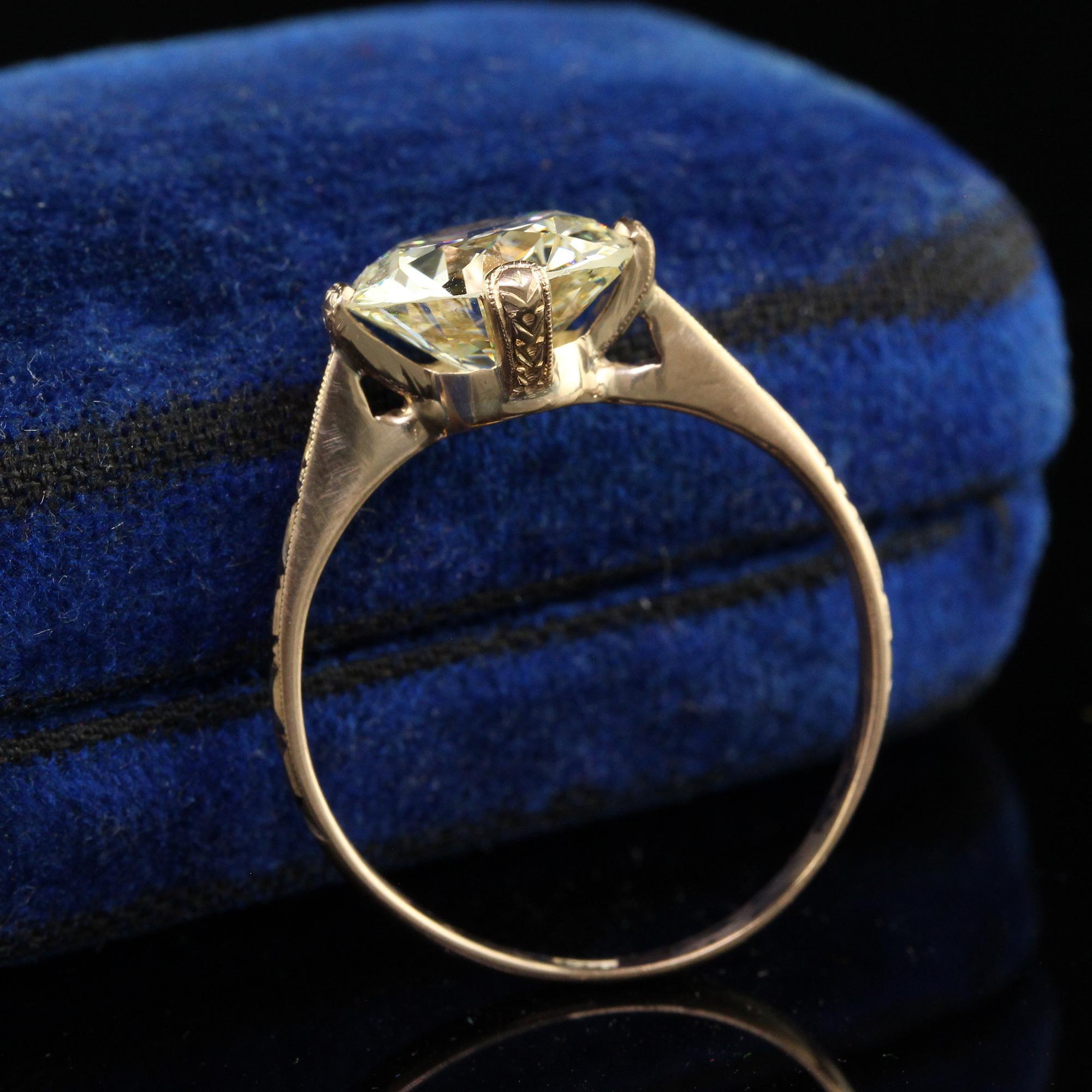 Antique Art Deco 14K Yellow Gold Old European Cut Diamond Engagement Ring - GIA 3