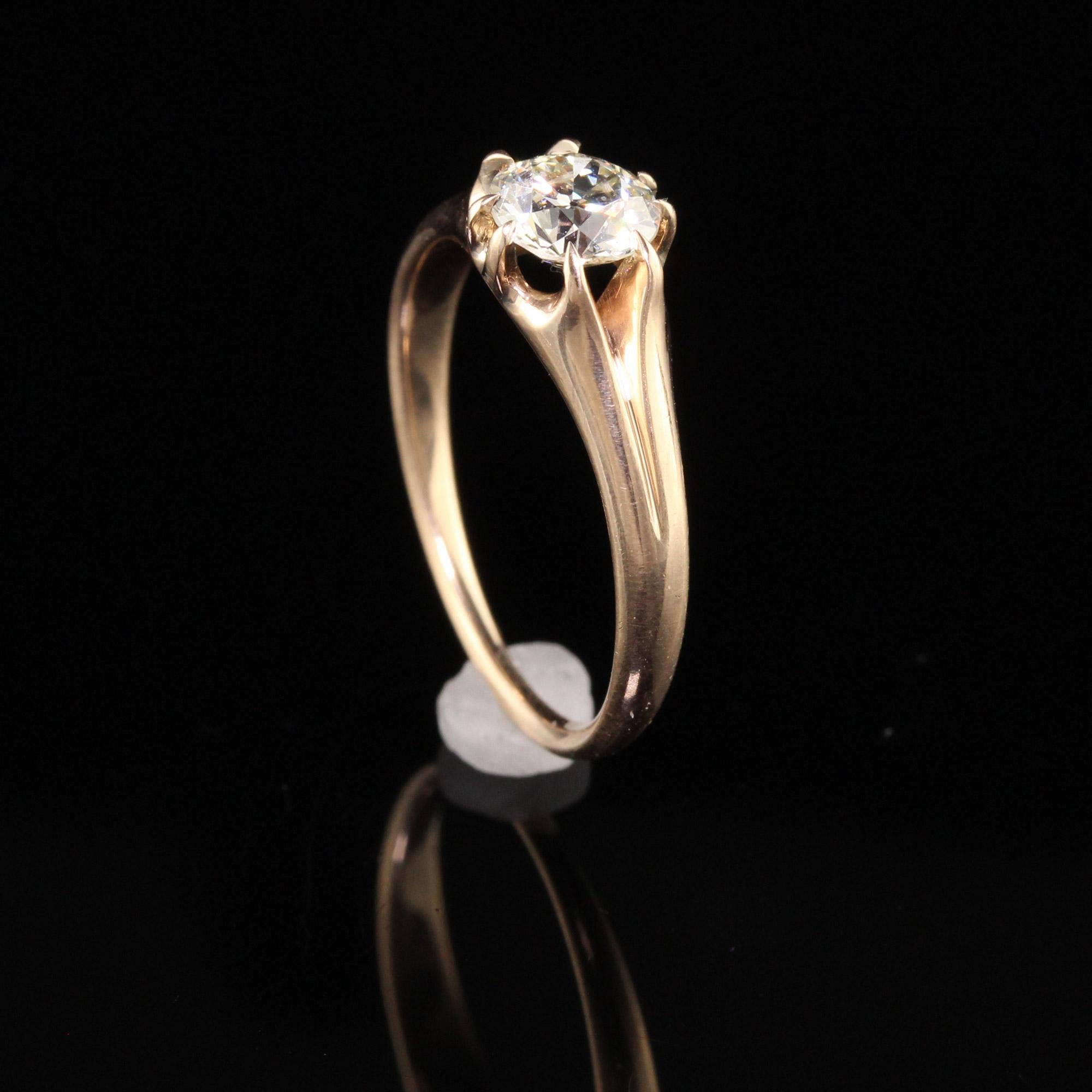 Antique Victorian 14k Yellow Gold Old European Diamond Engagement Ring In Good Condition In Great Neck, NY