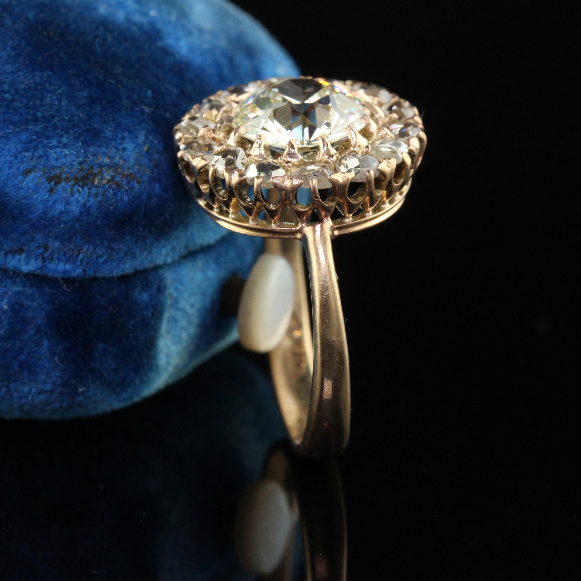 Old European Cut Antique Art Deco 14k Yellow Gold Old European Diamond Engagement Ring - GIA For Sale