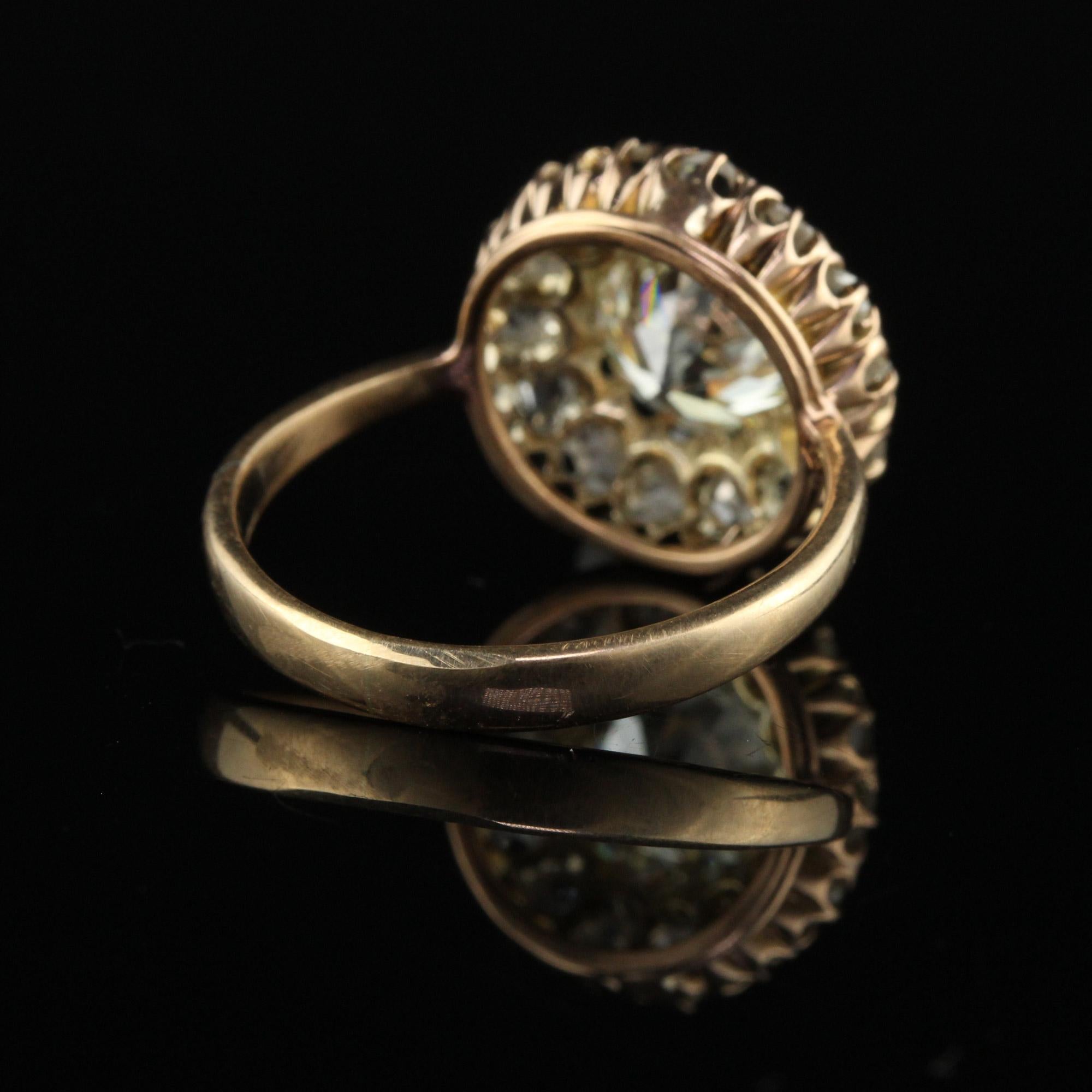 Women's Antique Art Deco 14k Yellow Gold Old European Diamond Engagement Ring - GIA For Sale