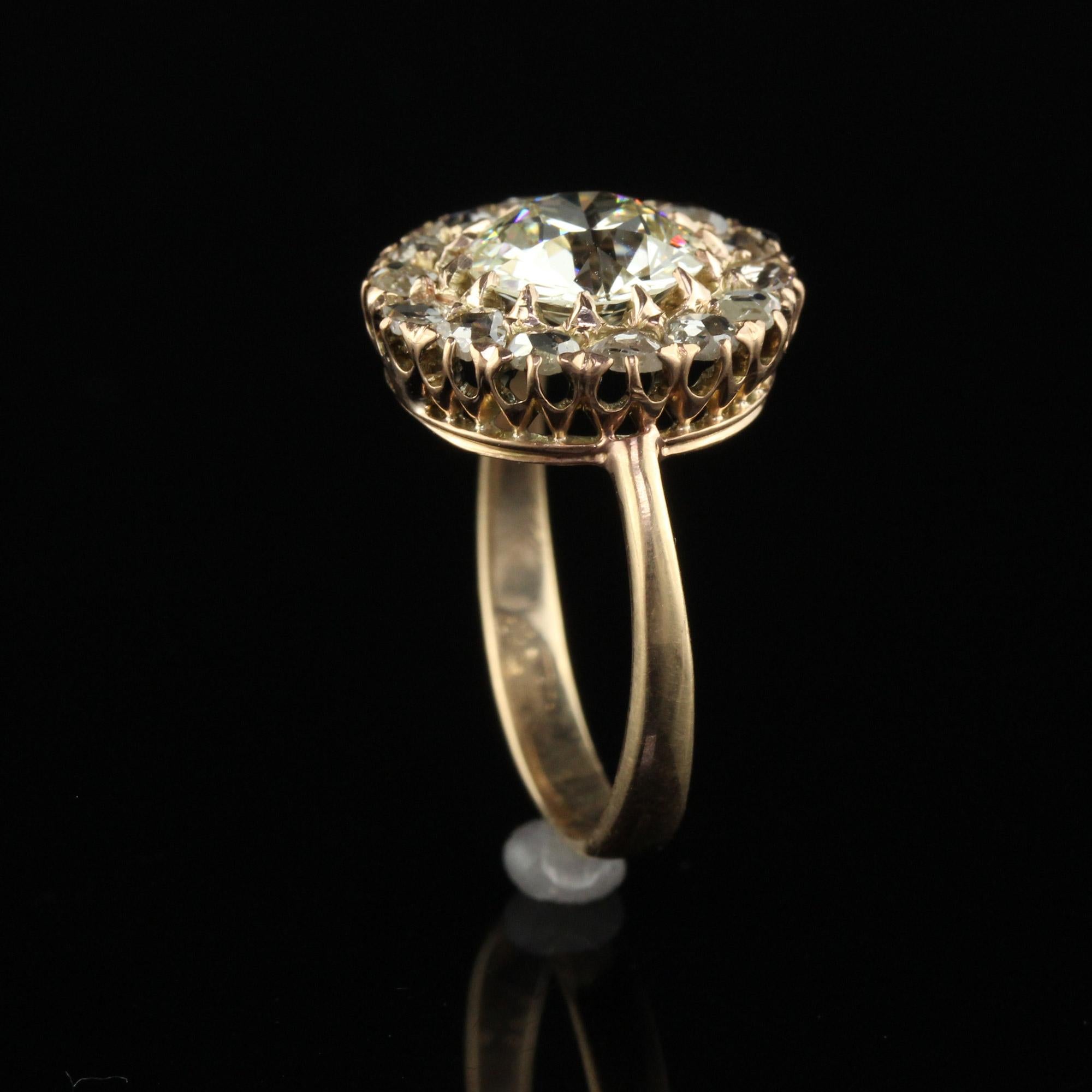 Antique Art Deco 14k Yellow Gold Old European Diamond Engagement Ring - GIA For Sale 1