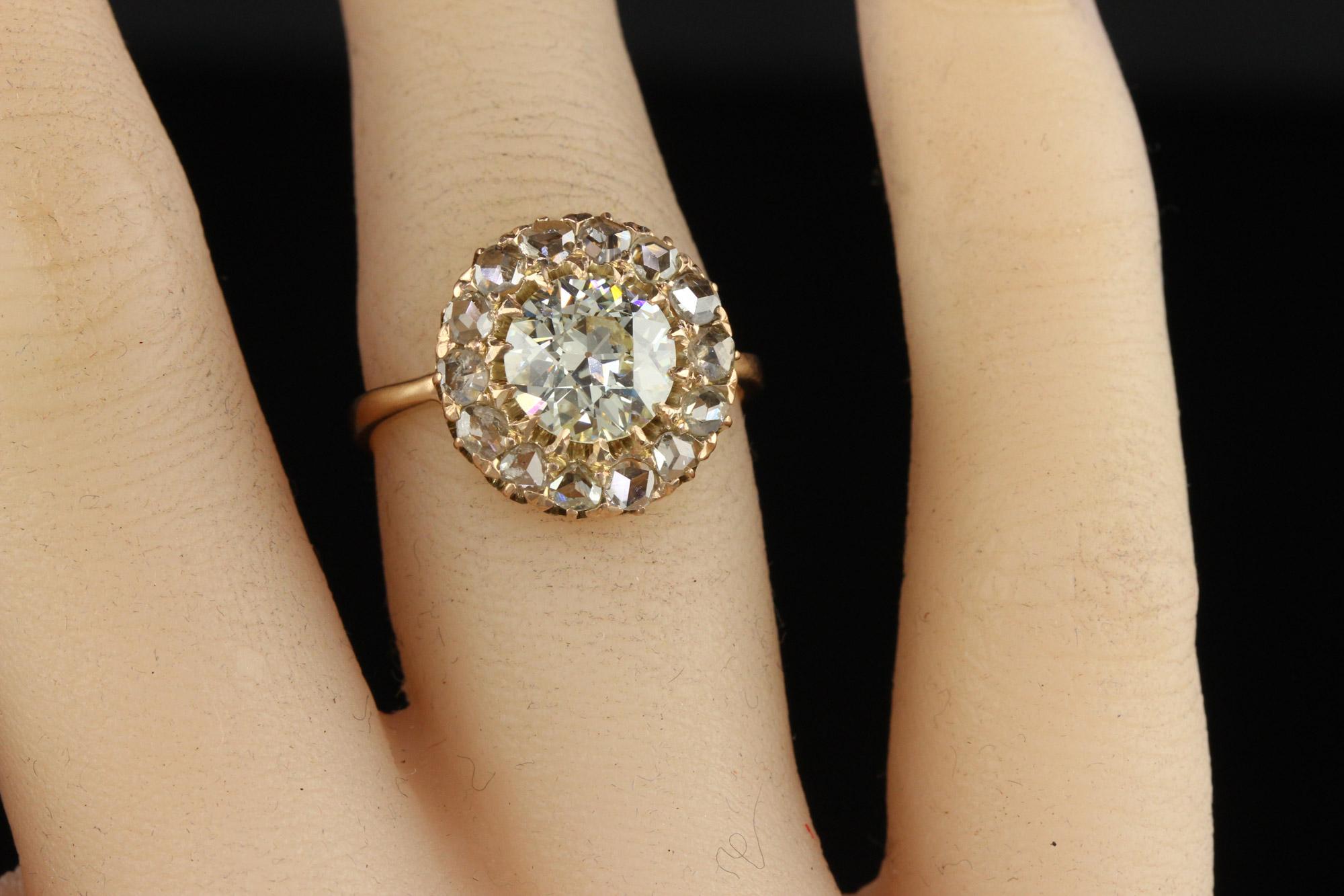 Antique Art Deco 14k Yellow Gold Old European Diamond Engagement Ring - GIA For Sale 2