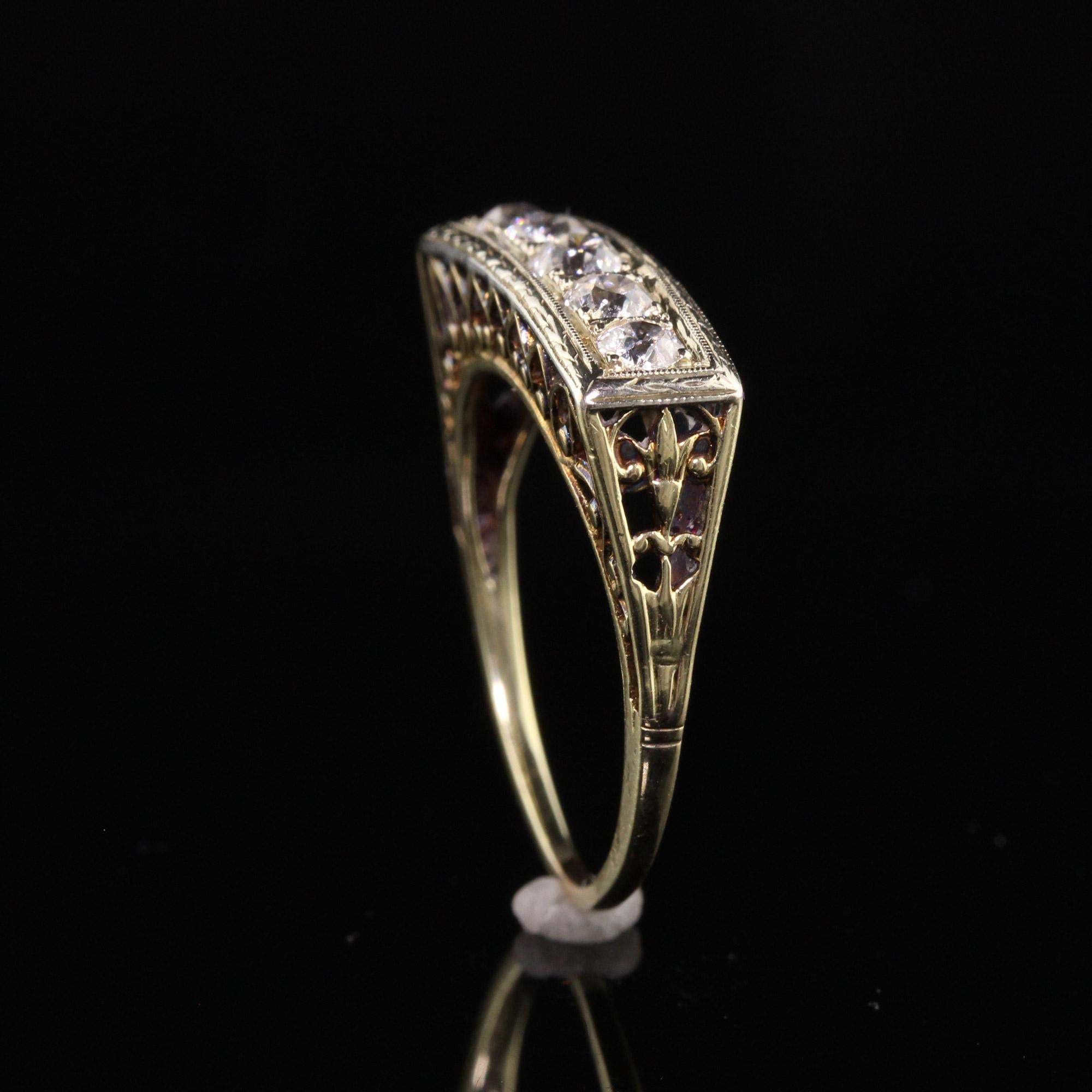 Antique Art Deco 14K Yellow Gold Old European Five Stone Diamond Ring 1