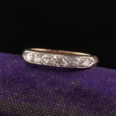 Antique Art Deco 14K Yellow Gold Platinum Top Diamond Wedding Band