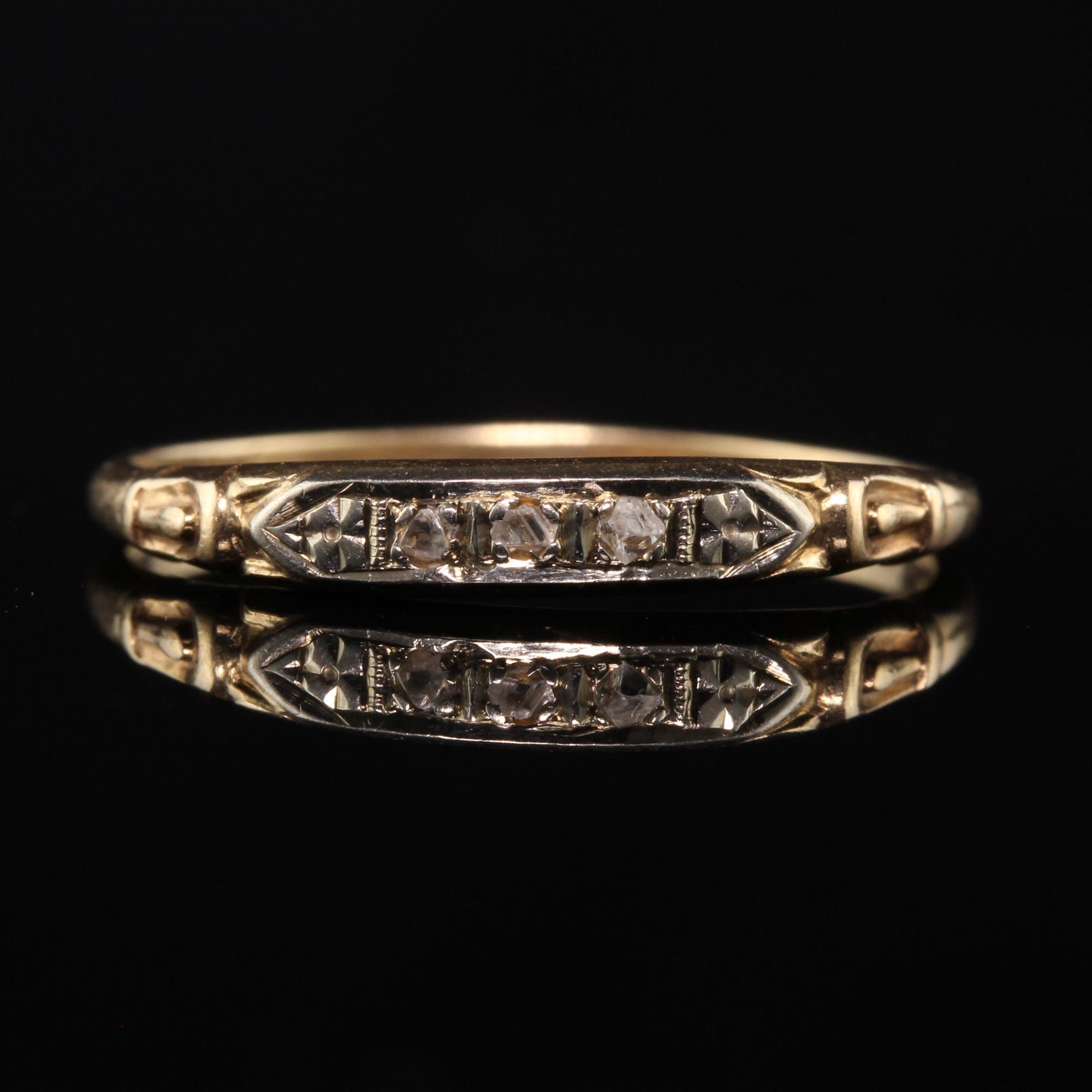 Antiker Art Deco 14K Gelbgold Rosenschliff Diamant Ehering (Art déco)