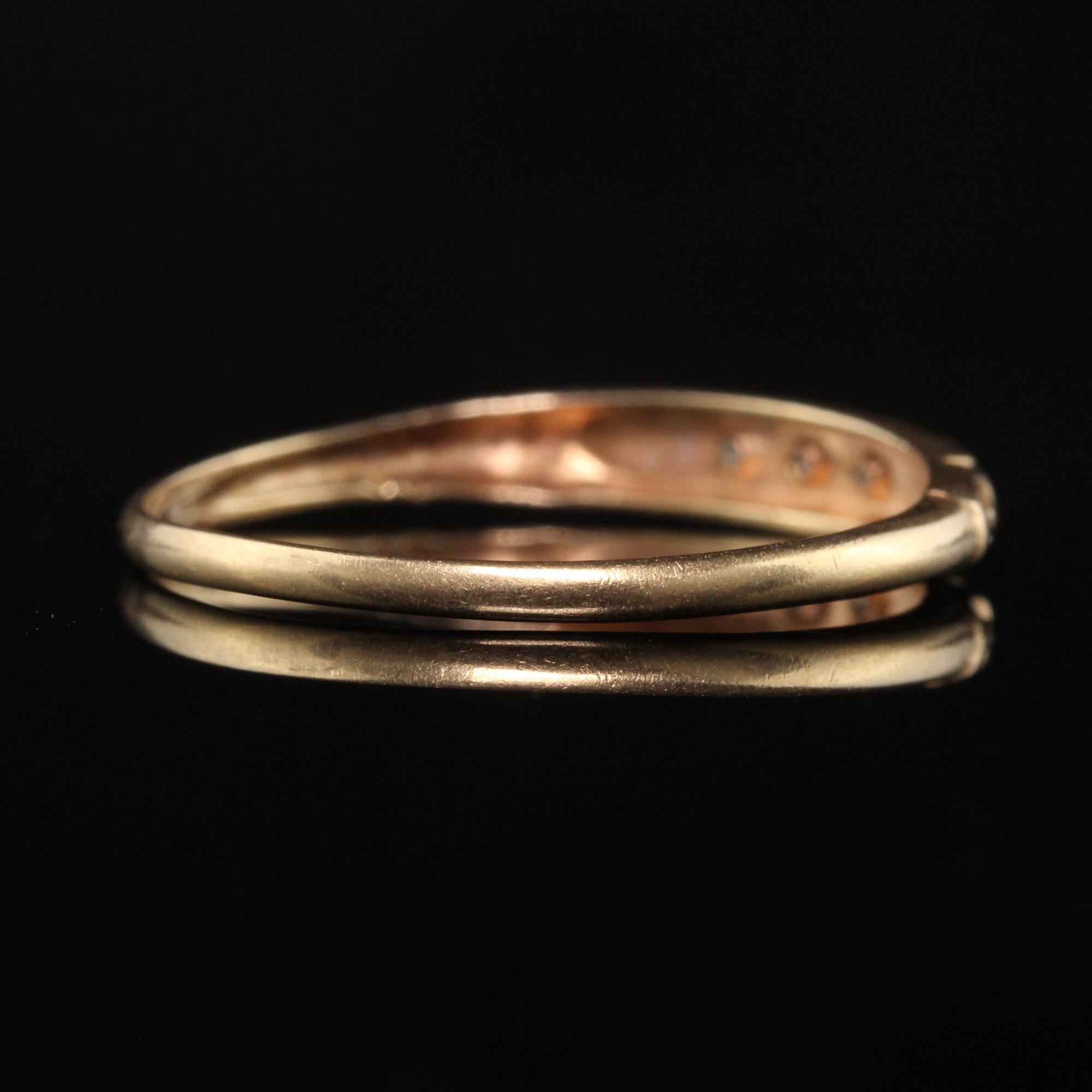 Antiker Art Deco 14K Gelbgold Rosenschliff Diamant Ehering im Zustand „Gut“ in Great Neck, NY