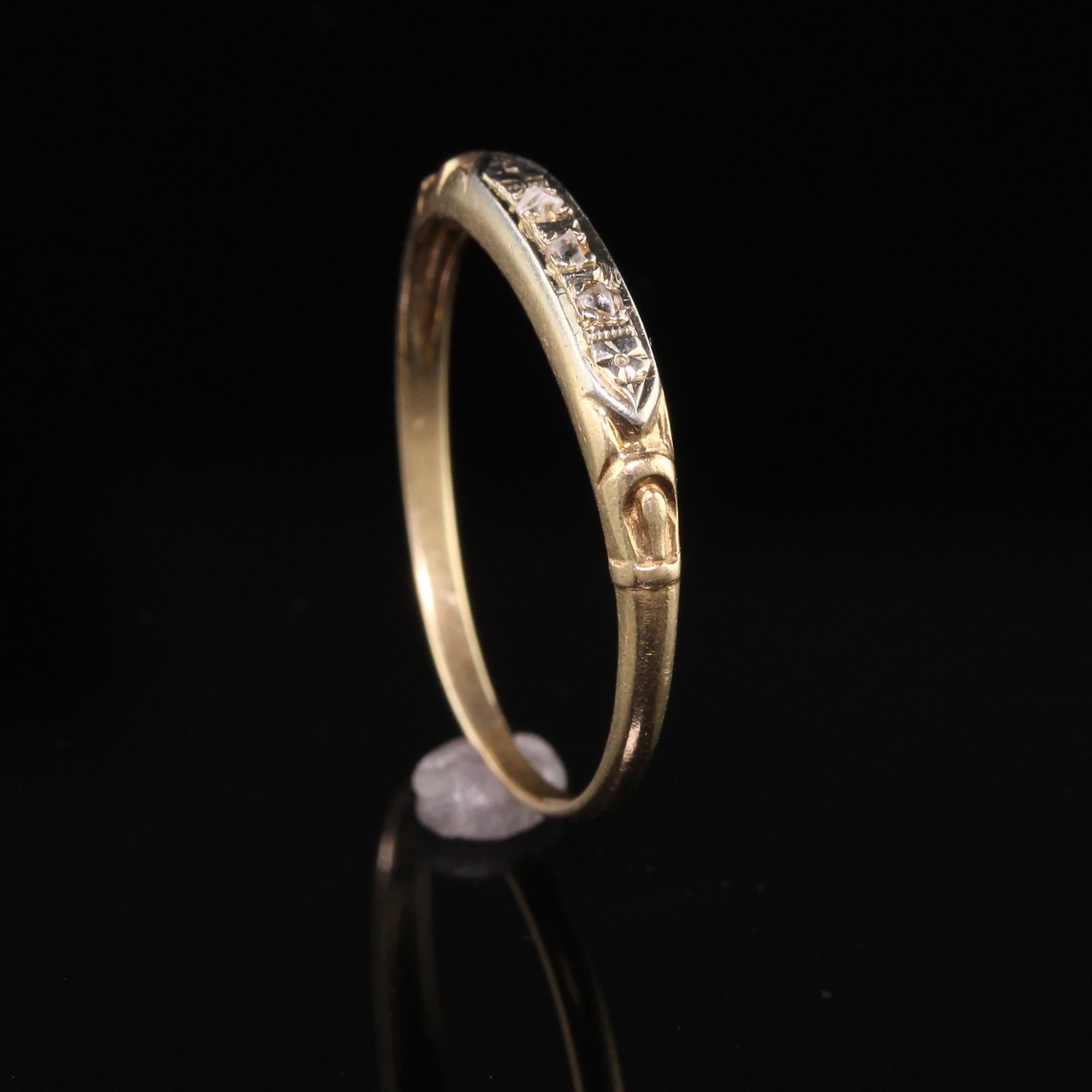 Antiker Art Deco 14K Gelbgold Rosenschliff Diamant Ehering Damen