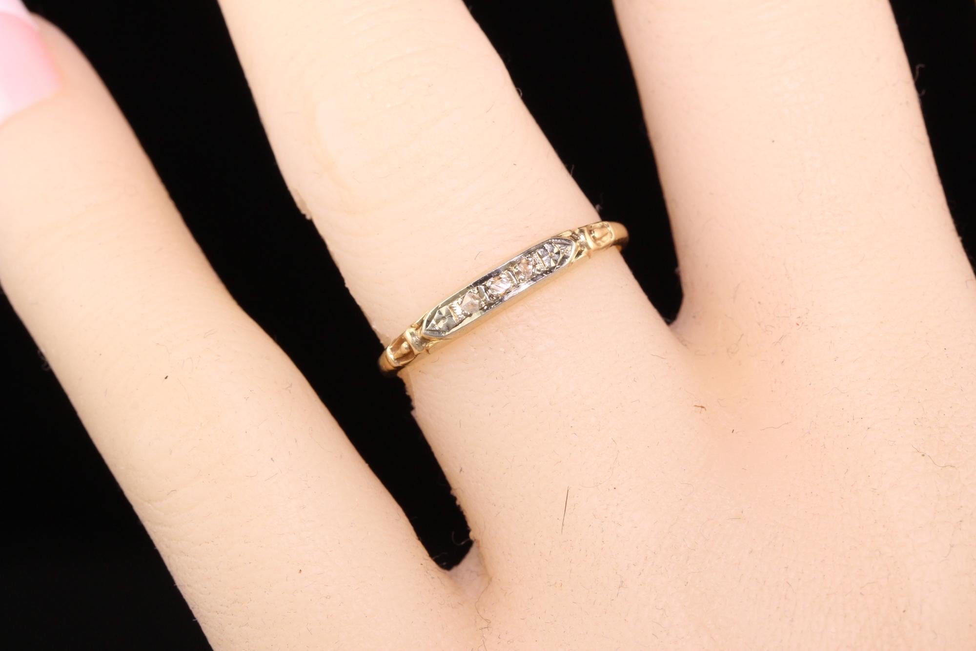 Antiker Art Deco 14K Gelbgold Rosenschliff Diamant Ehering 1