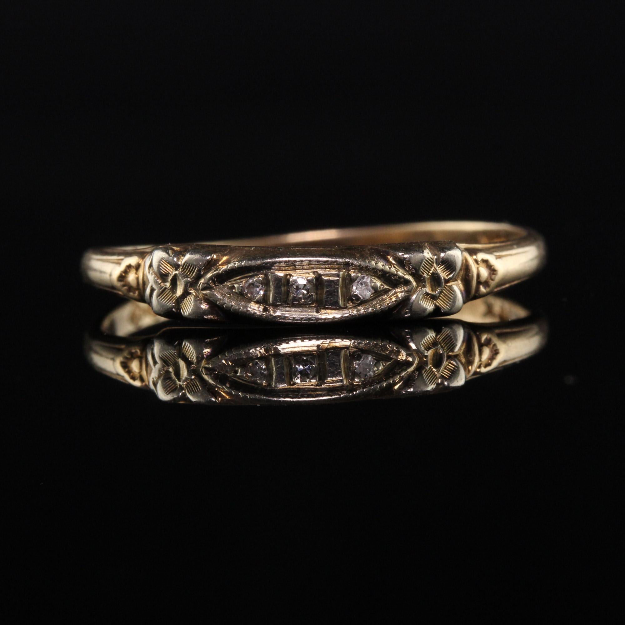 Women's Antique Art Deco 14K Yellow Gold Single Cut Diamond Wedding Band