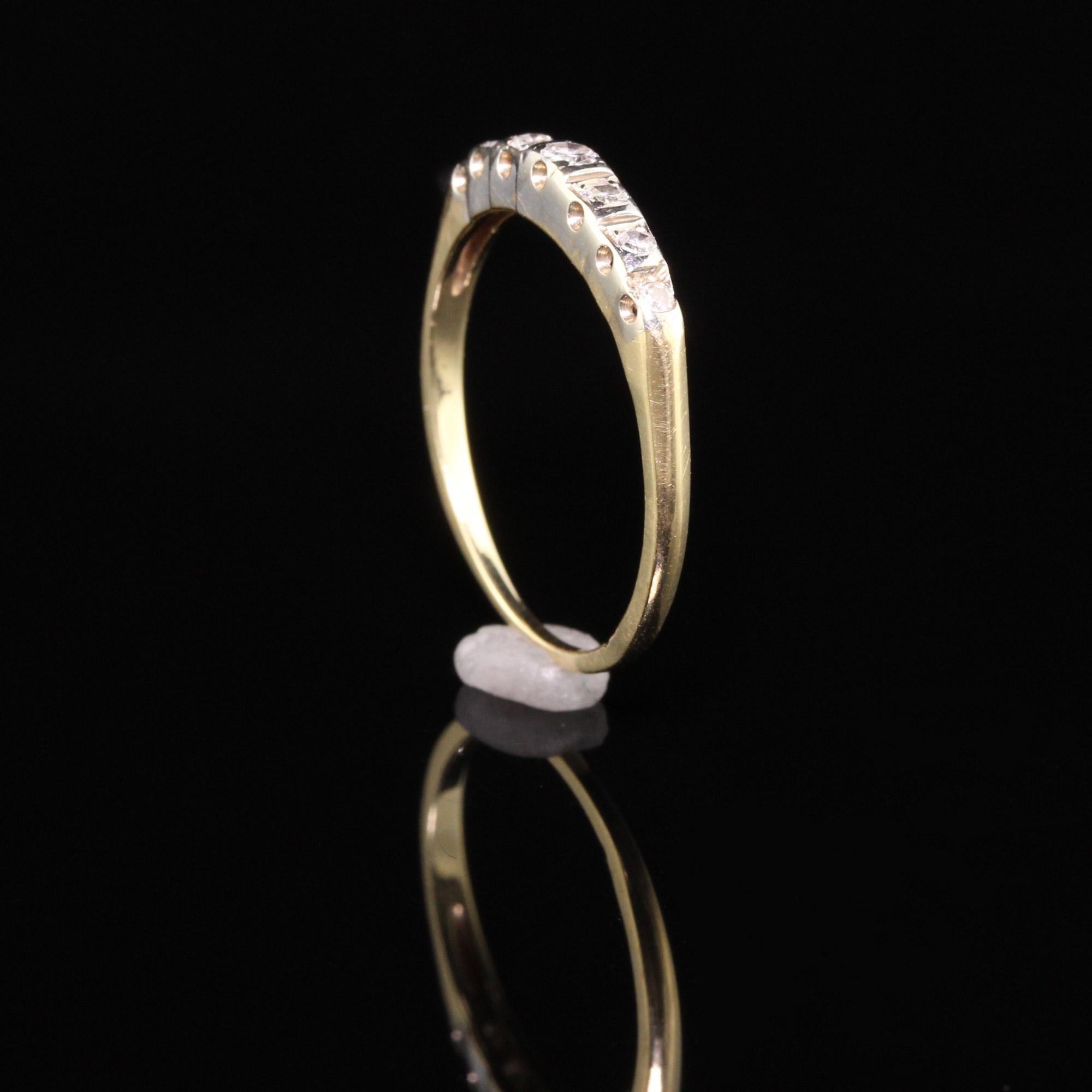 Women's Vintage Retro 14 Karat Yellow Gold Single Cut Diamond Wedding Band For Sale