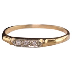 Antique Art Deco 14K Yellow Gold Single Cut Diamond Wedding Band