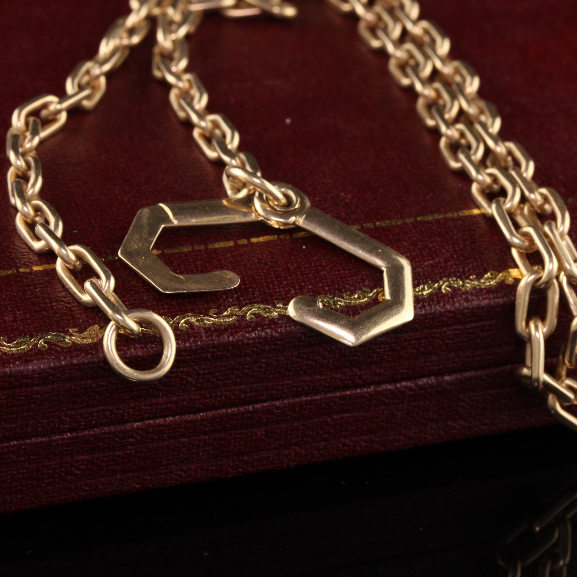 Antique Art Deco 14K Yellow Gold Solid Link Chain Necklace In Good Condition In Great Neck, NY