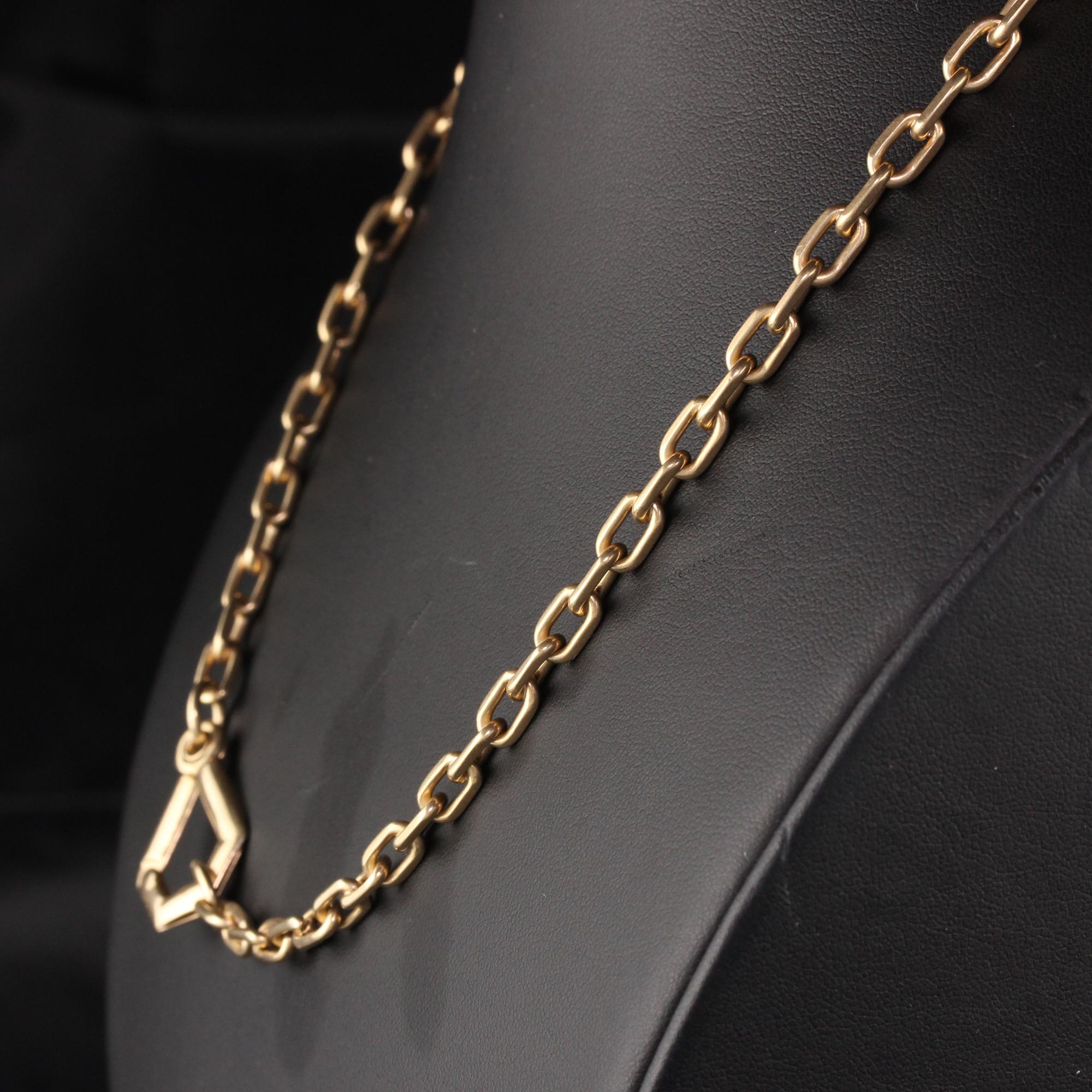 Antique Art Deco 14K Yellow Gold Solid Link Chain Necklace 3