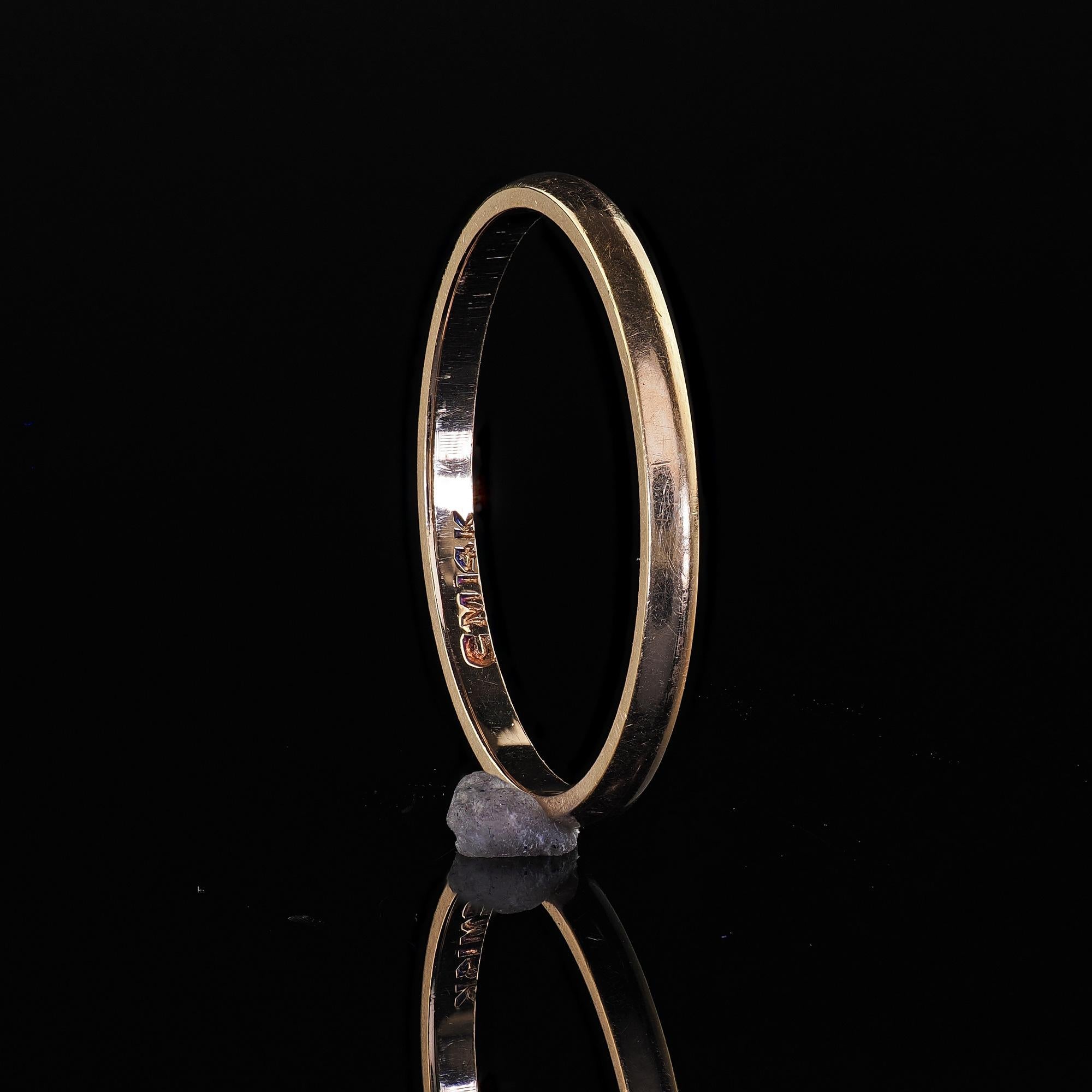 Anneau de mariage classique fin en or jaune 14K Antique Art Deco - Taille 6 1/2 en vente 1
